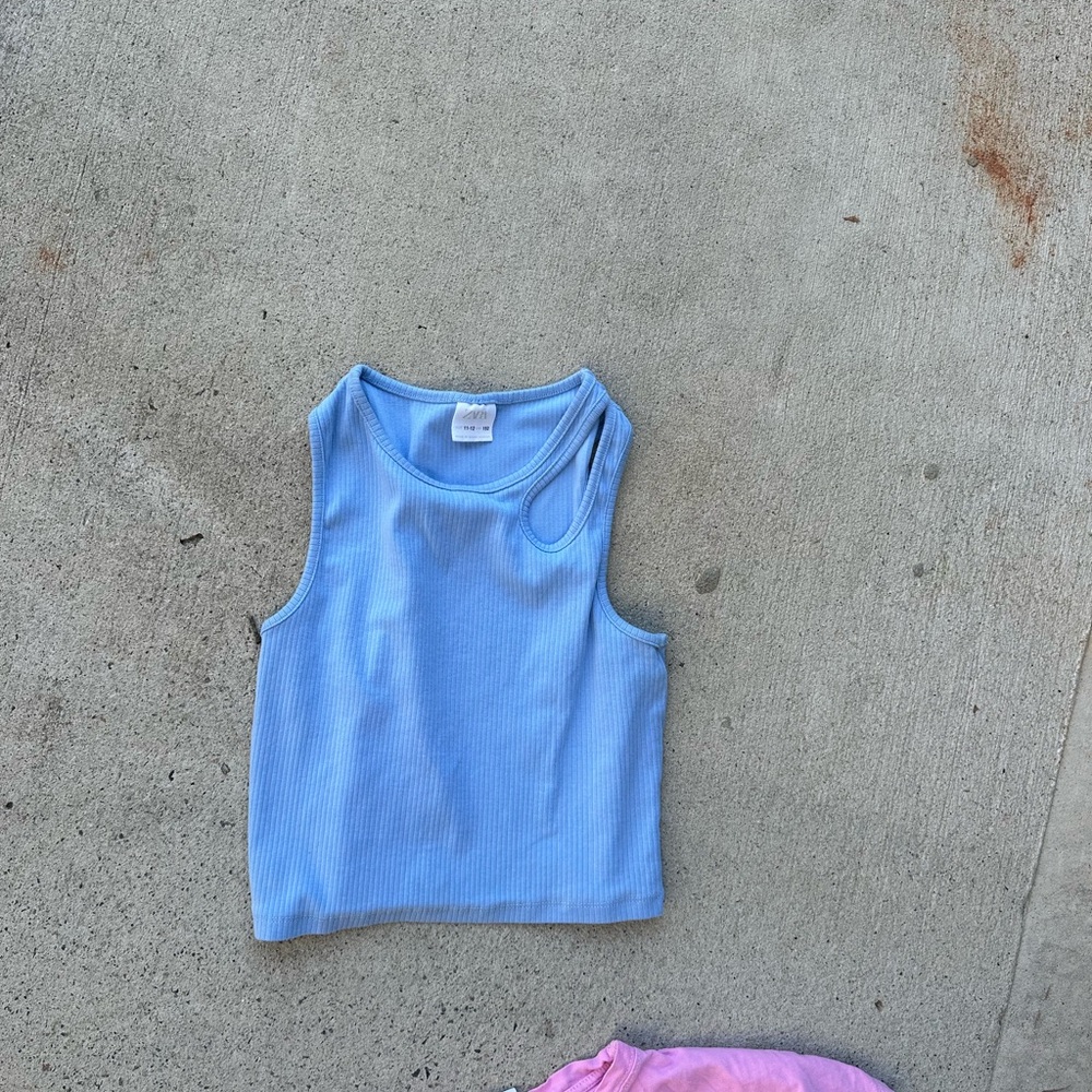 Zara Blue Sleeveless Kids Top and pink t shirt